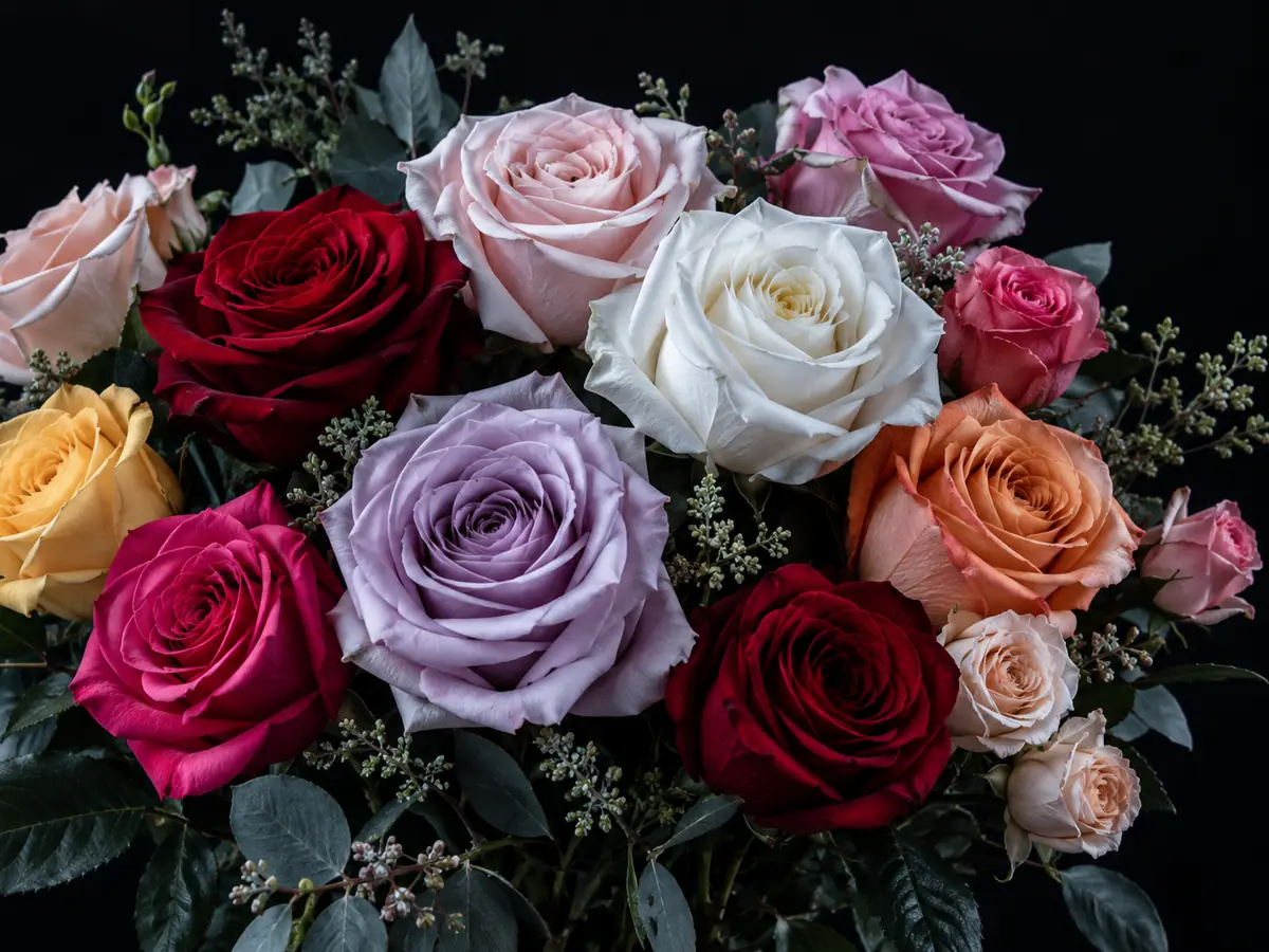 Rosas de distintas familias de color puestas una junto a otra